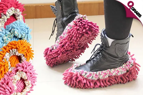 From QR10 Clean Easier with Dust Mop Slippers - Choose from 5 Bright Colors! (Up to QR140 Value)